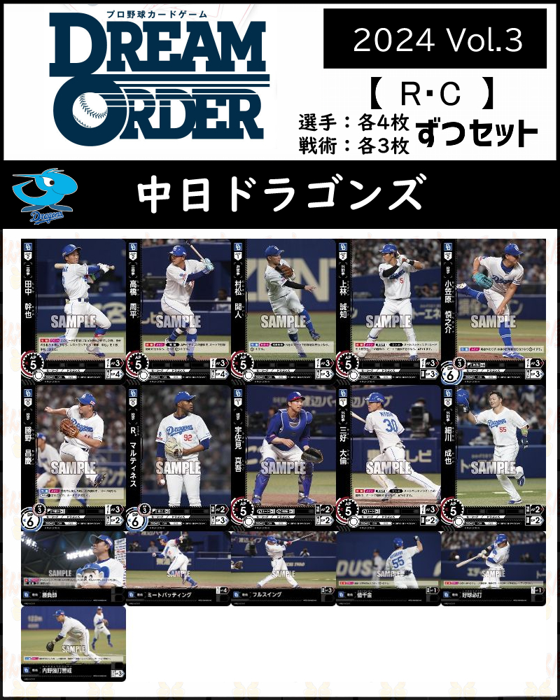 (R・Cコンプセット) 2024 Vol.3 中日【CBP03-D】(選手4枚ずつ戦術3枚ずつ) ※