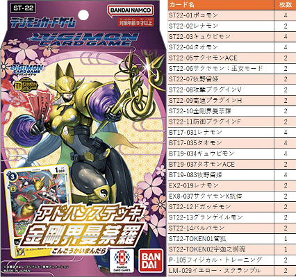 ! !(開封済)  【デジカSET予約/12月6日】アドバンスデッキ 【ST-22】金剛界曼荼羅 ※通常版カードのみ